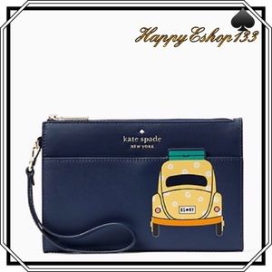 ♠️ Kate spade Daisy Car Beep Beep Medium Wristlet, Blazer Blue